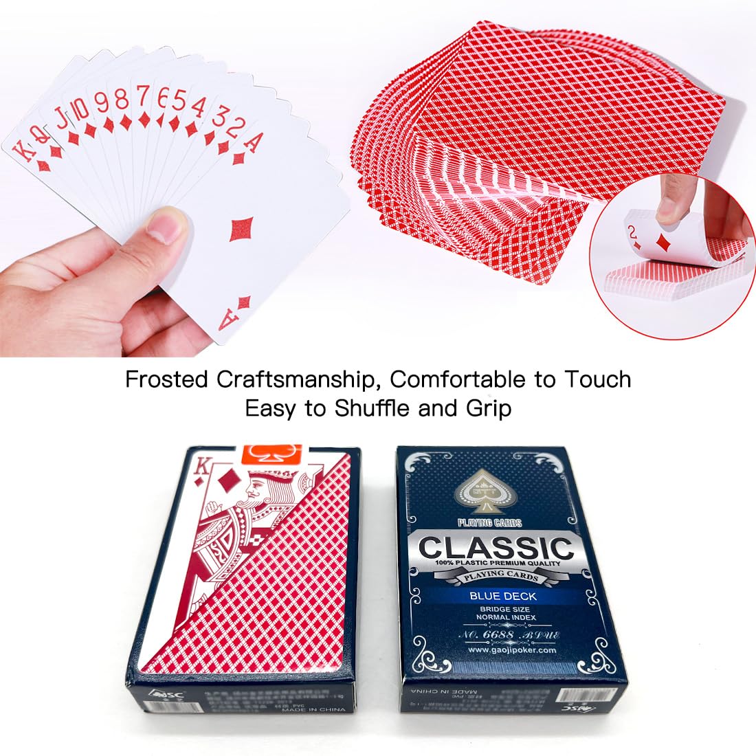 Wugauwor Plastic Waterproof Playing Cards,2 Decks,Red And Blue,Premium Professional Poker Cards,Bridge Cards,Standard Index For