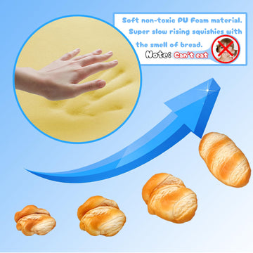 Funnysquee Simulation Bread Squishies Super Soft Slow Rising Toy For Kids Birthday Gift,Cute Scented Baguette Breads Squishys Squishi Stress Relief Squeeze Toys (Baguette Bread)