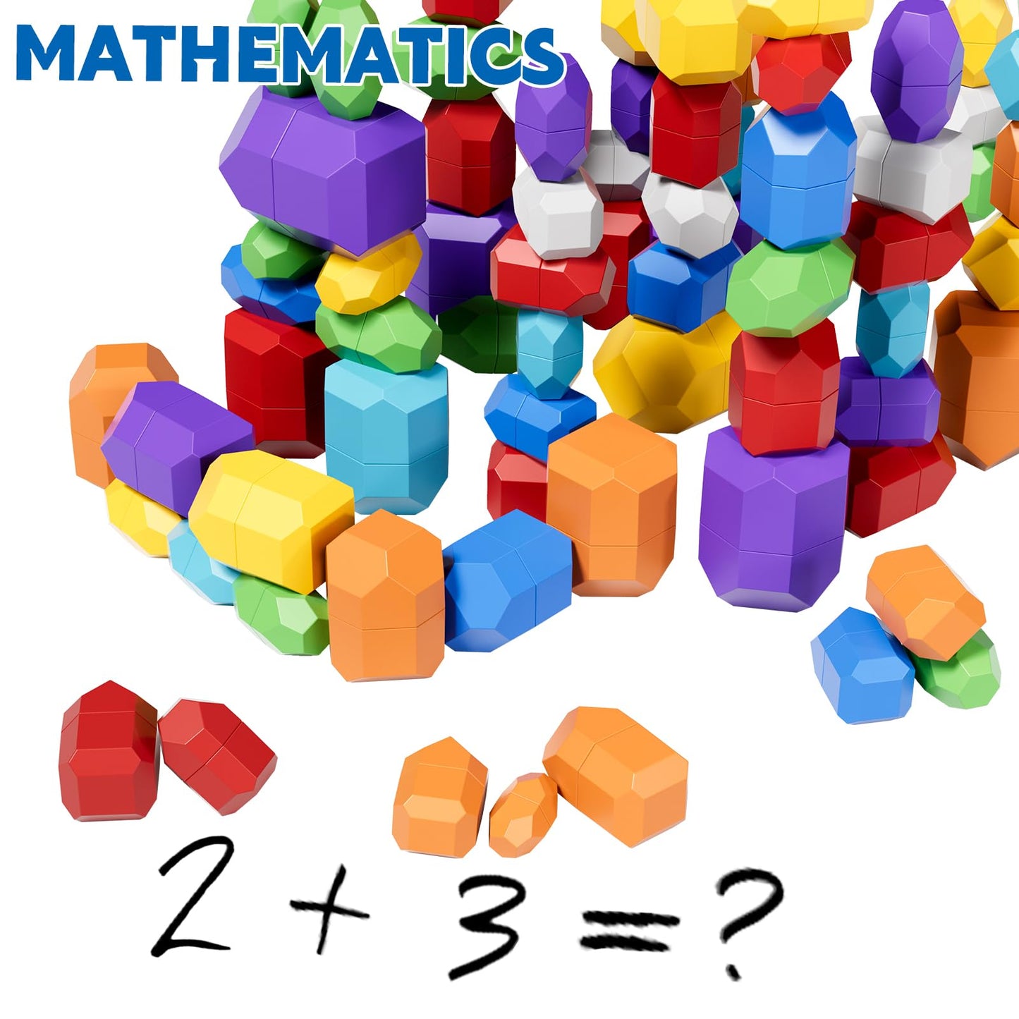 Lucky Doug 50 Pcs Extra-Large Stacking Rocks Toys For Age 1-3 2-4, Safe Montessori Stacking Building Blocks Stones Toddlers Toys For 1 2 3 4 Year Old Boy Girl, Sensory Toys Gifts For Kids Age 1-2 2-4