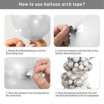103Pcs Balloon Arch Garland Kit, White Metallic Silver Latex Balloon Garland Party Decoration Set With Silver Confetti Balloons For Girls Birthday Wedding Bridal Engagement Baby Shower Valentine'S Day