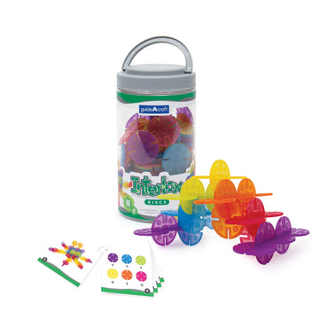 Guidecraft Interlox Discs - 96 Piece Set: Kids Stem Learning And Construction Toy, Creative And Educational Building Set For Tod