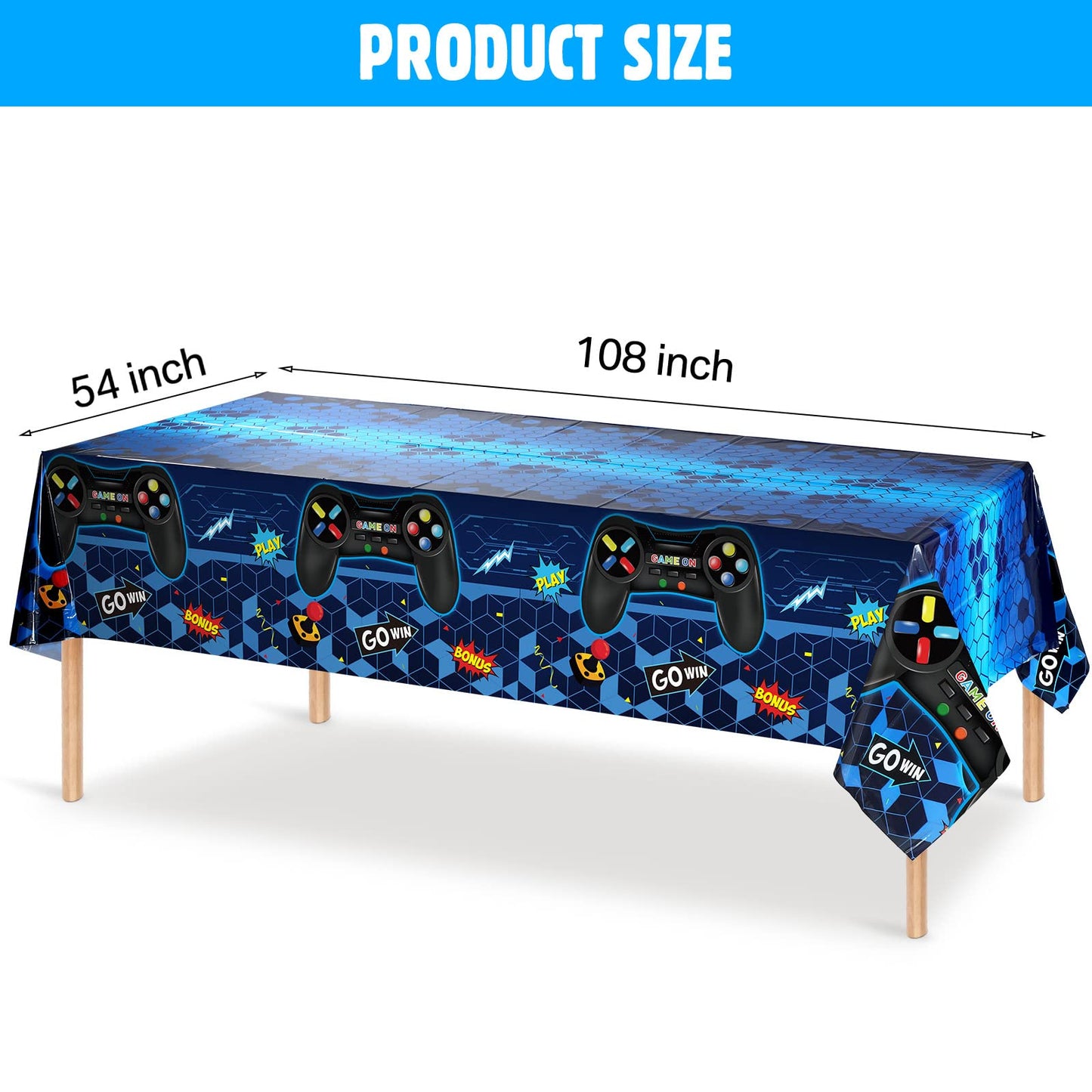 Tatuo 3 PCS Video Game Table Cover Video Game Birthday Decoration Game Theme Plastic Table Cloth Party Supplies for Boys Girls K