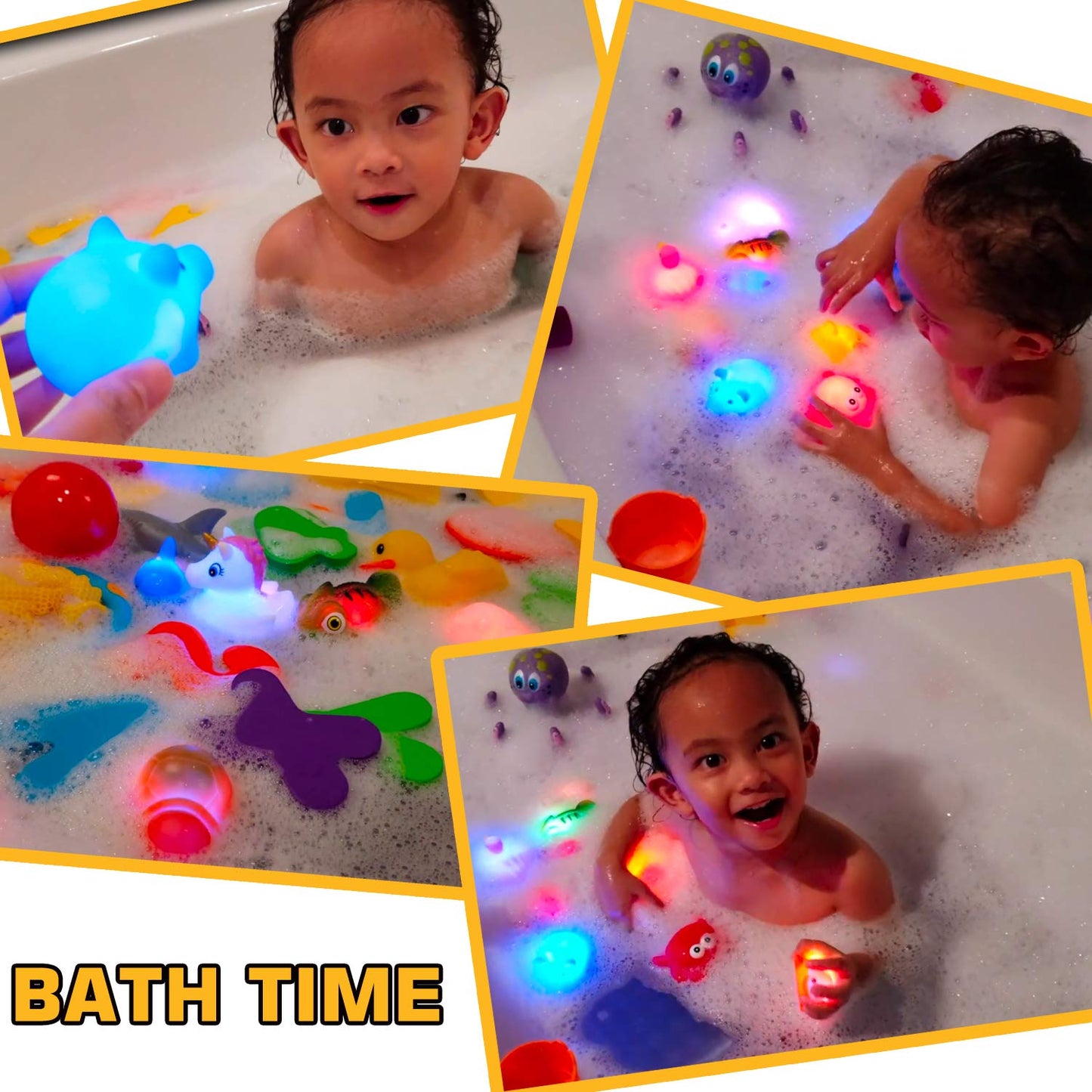 Laxdacee No Hole Bath Toy, 12 Pack Light Up Animal, Flashing Color Tub Toys For Toddler Swimming Pool Party Bathtub Bathroom Sho