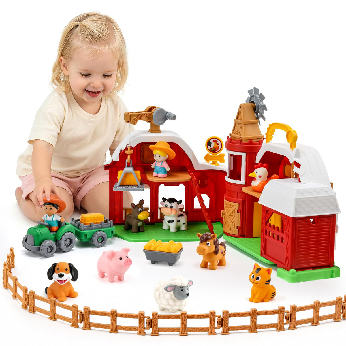 ALASOU Farm Animal Big Barn Toys for 2 3 Year Olds Boys Girls