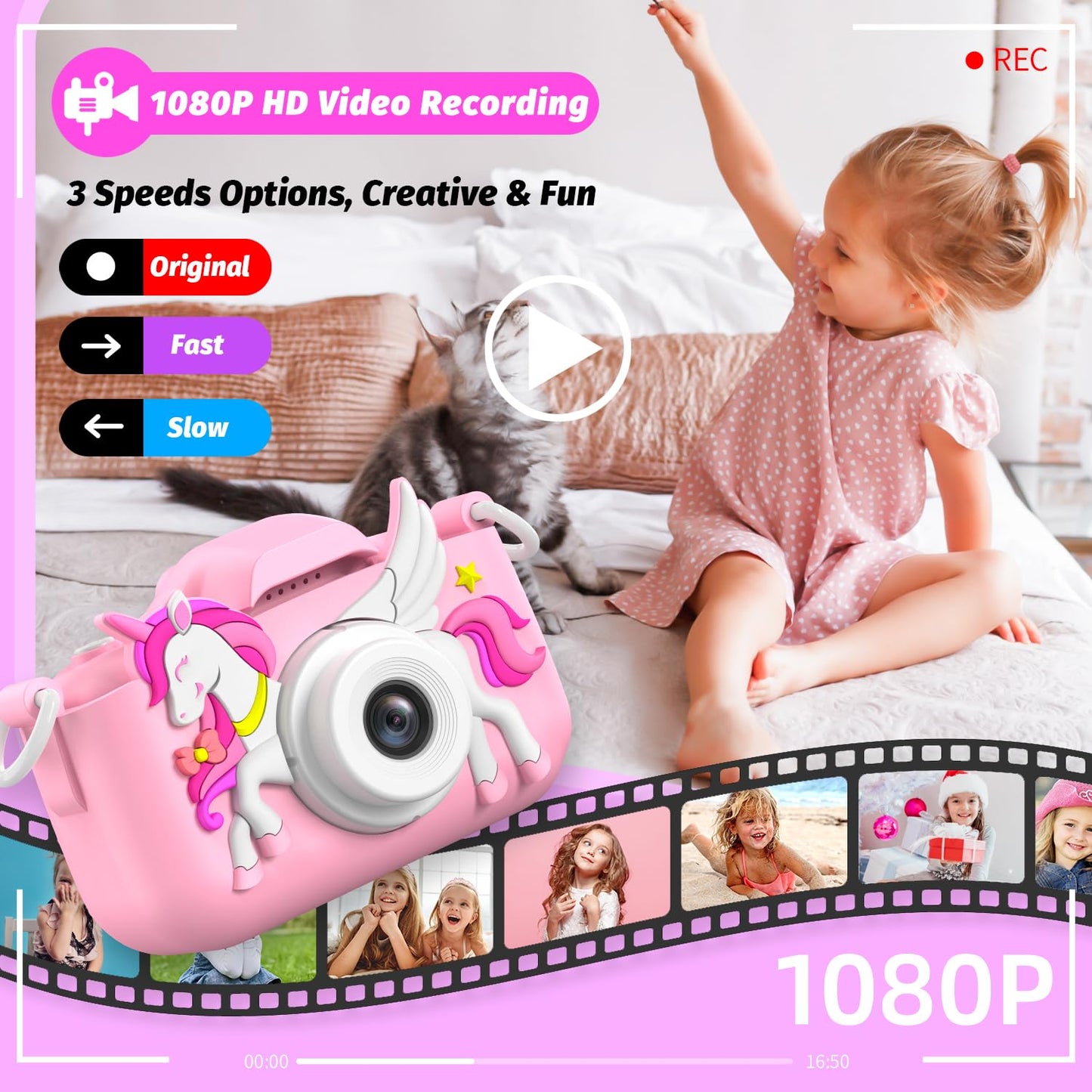 Kids Camera Toy, Masterbee Children Camera Toys For Kids Age 3-12, Christmas/Birthday Gifts For Girls, 1080P Hd Video Kids Digit