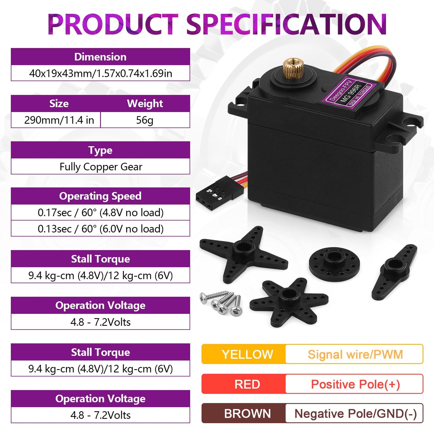 4 Pack Mg996R Servo Motor, 55G Fully Copper Gear High Torque Digital Servo Motor Kit For Rc Helicopter Car Boat Robot, Control A