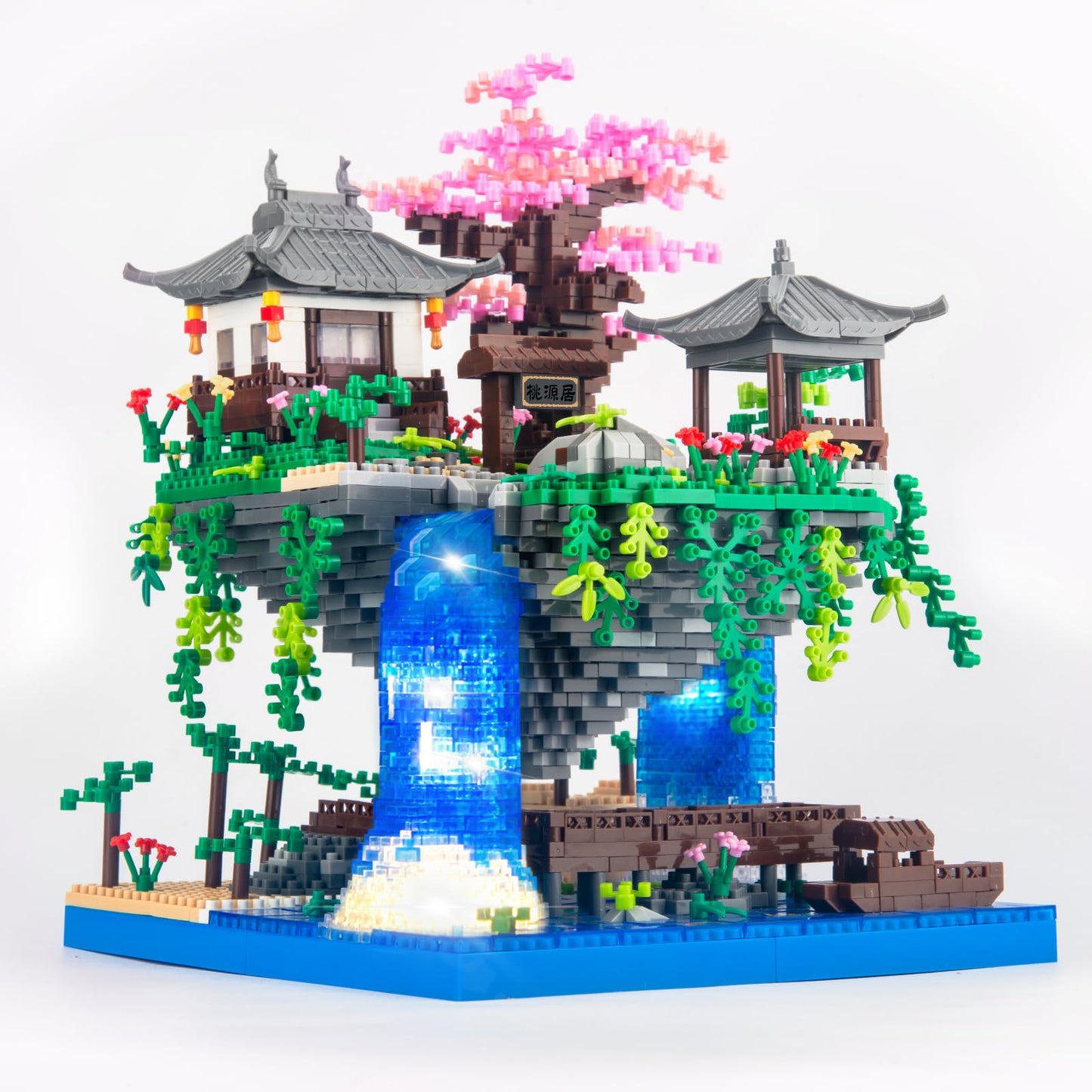 Vziimo Cherry Blossom Bonsai Tree Micro Building Block Set, Chinese Architecture Peach Blossom Pond Kits, Japanese Sakura Tree Toys For Adults Kids Age 14+ (2705Pieces)