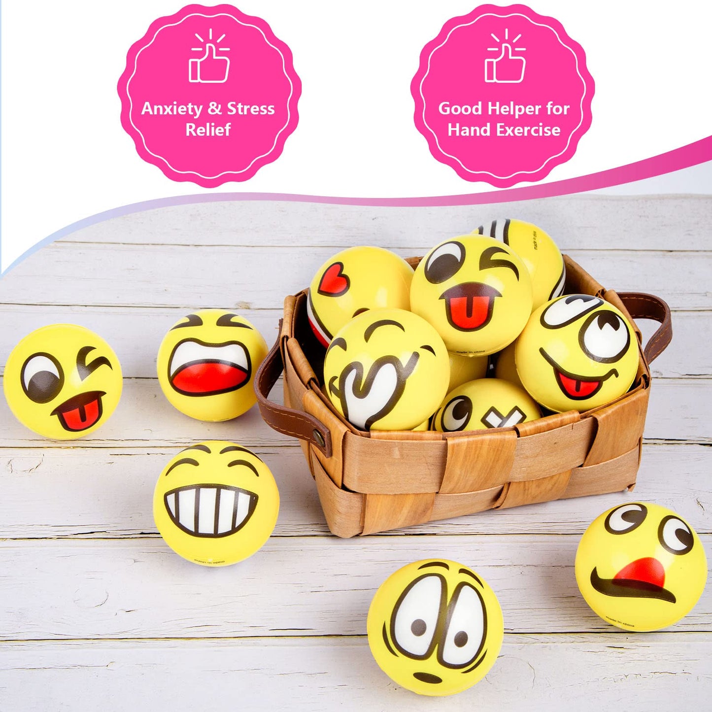 Lovestown 24 Pcs Stress Balls Bulk, 2.5 Inch Funny Stress Balls Foam Face Squeeze Balls For Kids Adults Coworkers Stress Relief Squeeze