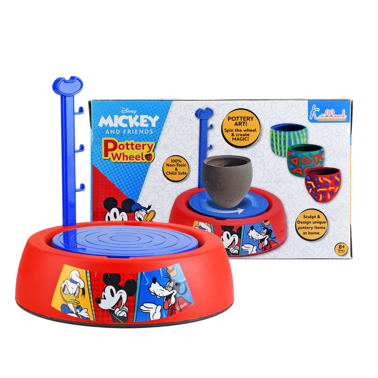 Kriiddaank Mickey Kids Pottery Wheel Battery Operated With Molding Clay & Painting Kit Set Learning And Education Multicolor Boa