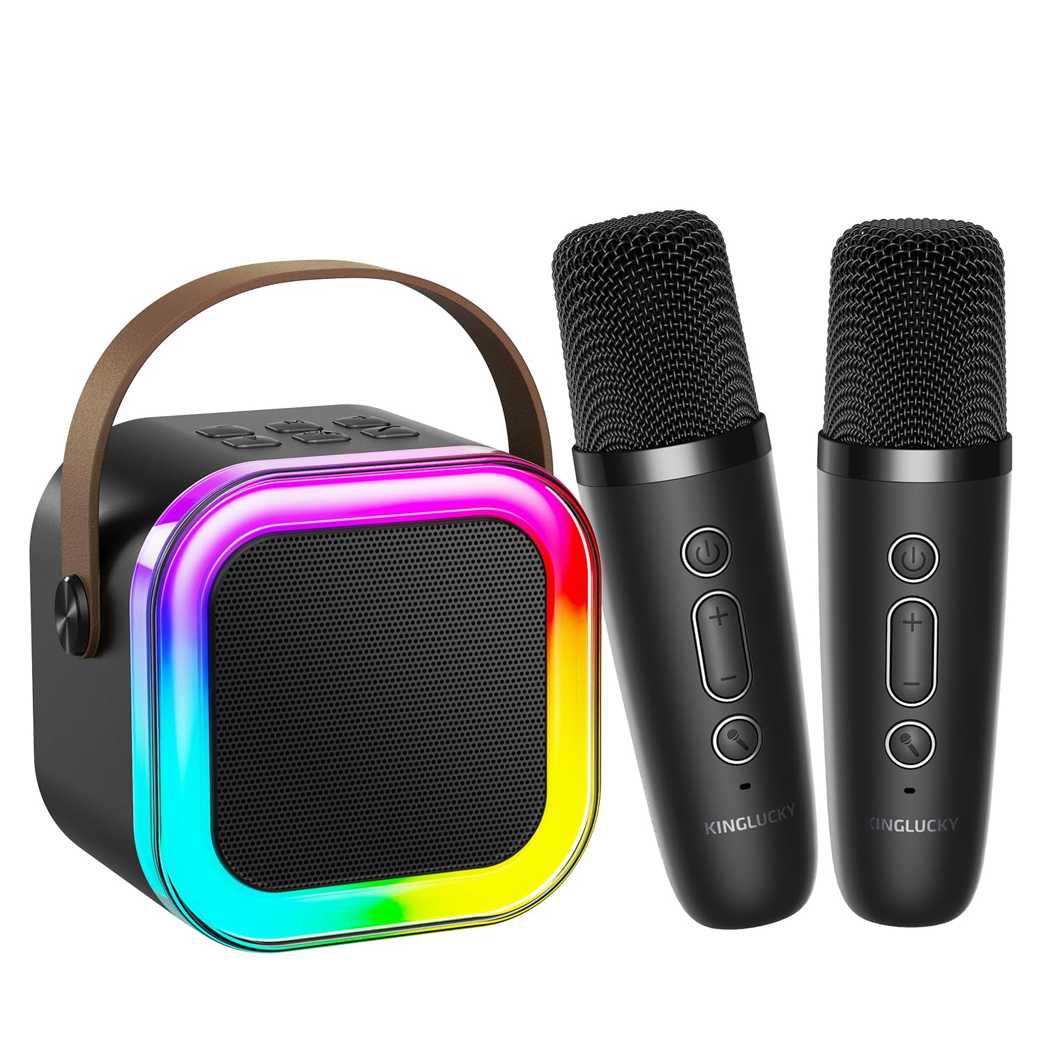 Kinglucky [All In One] Karaoke Machine With Bluetooth Speaker & 2 Wireless Microphones [Loud Sound & Dynamic Led Lights] Christm