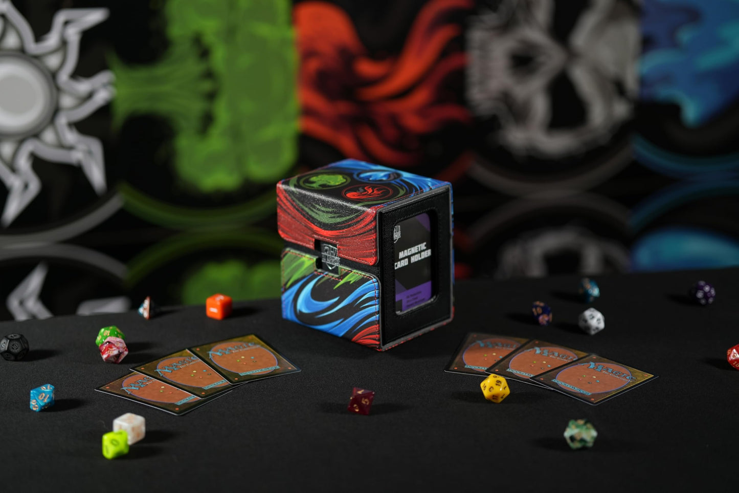 Ai protective covering MTG Commander 100+ Card Custom Art Deck Box With Storage (Blue/Red/Green)