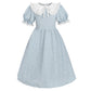 Ltakk Pioneer Dress Girls Colonial Costume Prairie Pilgrim Girl Dresses With Ruffled Pinafore, Stone Blue, Xl, Age Over 4 Years