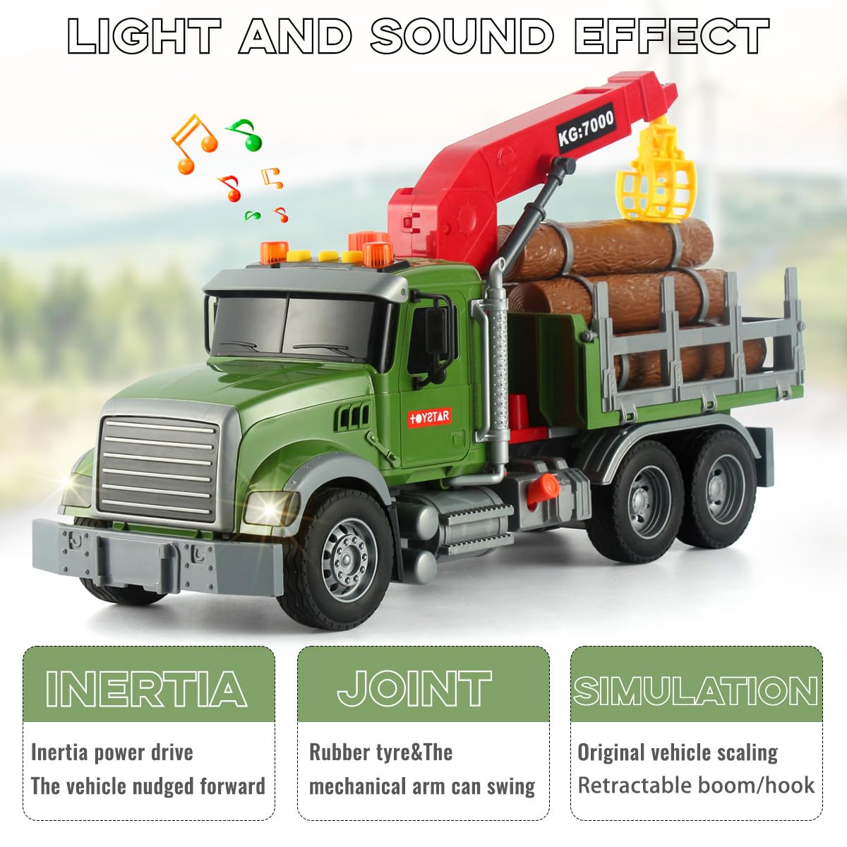 CSDCSD Logging Truck and 2-in-1 Tow Truck Playset with Lights & Sounds - Perfect for Boys Aged 3+, Includes Transport Trailers a