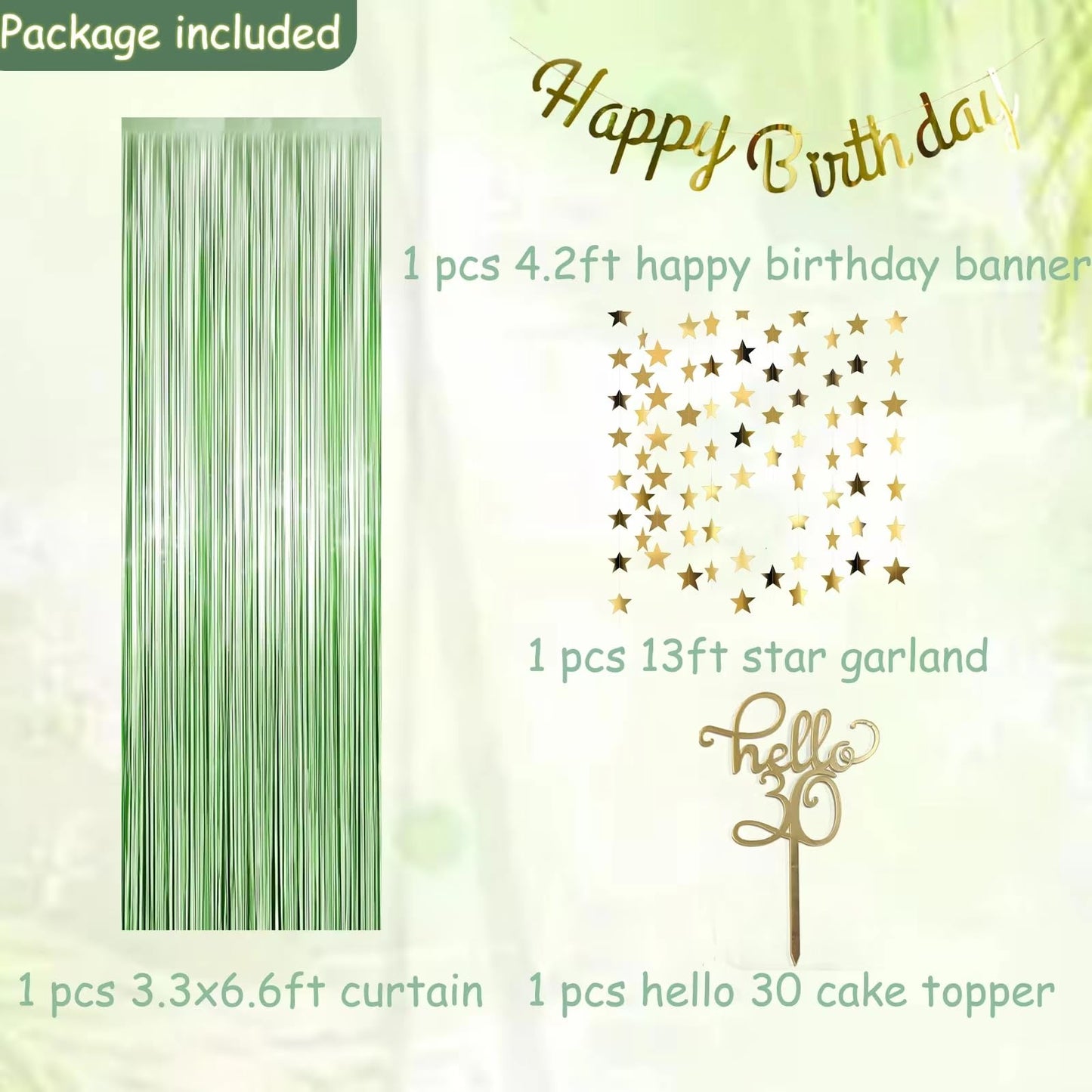 Sage Green 30Th Birthday Decorations,Olive Green Gold Balloon Garland,Happy Birthday Banner,Tissue Pom Pom,Foil Backdrop,Cake Topper For Women Her Boho Neutral Green 30Th Birthday Anniversary Supplies