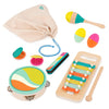 B. Toys- Make A Melody- 9Pc Wooden Musical Instruments – Xylophone, Tambourine, Harmonica – Drawstring Storage Bag – 2 Years +