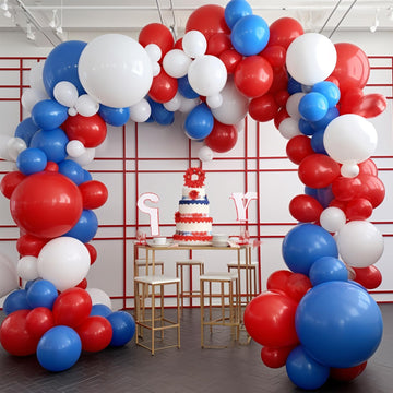 PartyWoo Red White and Blue Balloons - 140 pcs in 18", 12", 10", 5" Sizes - Rubber for 4th of July & Party Decorations