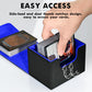 Zlca Card Deck Box For Trading Cards, Mtg Commander Deck Box Holds 120+ Single Sleeved Cards, Leather Magnetic Card Storage Box Fits For Tcg Ccg Magic Cards (Black& Blue)