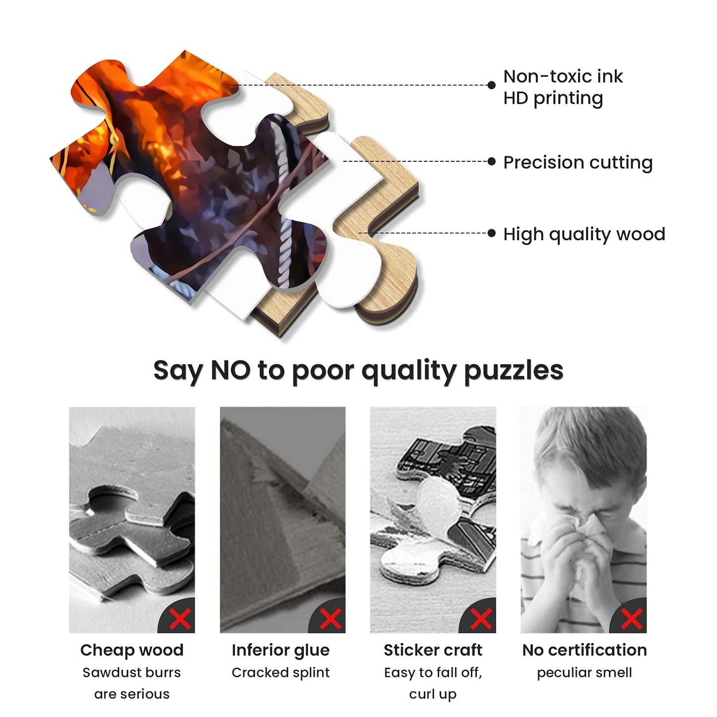 Najiaxiaowu Wooden 1000 Pieces Jigsaw Puzzles For Adults, Elderly Or Kids, Western Cowboy Rider Prairie Wind Flower Puzzle For F
