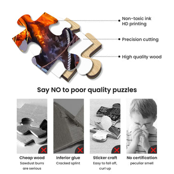 Najiaxiaowu Wooden 1000 Pieces Jigsaw Puzzles For Adults, Elderly Or Kids, Western Cowboy Rider Prairie Wind Flower Puzzle For F