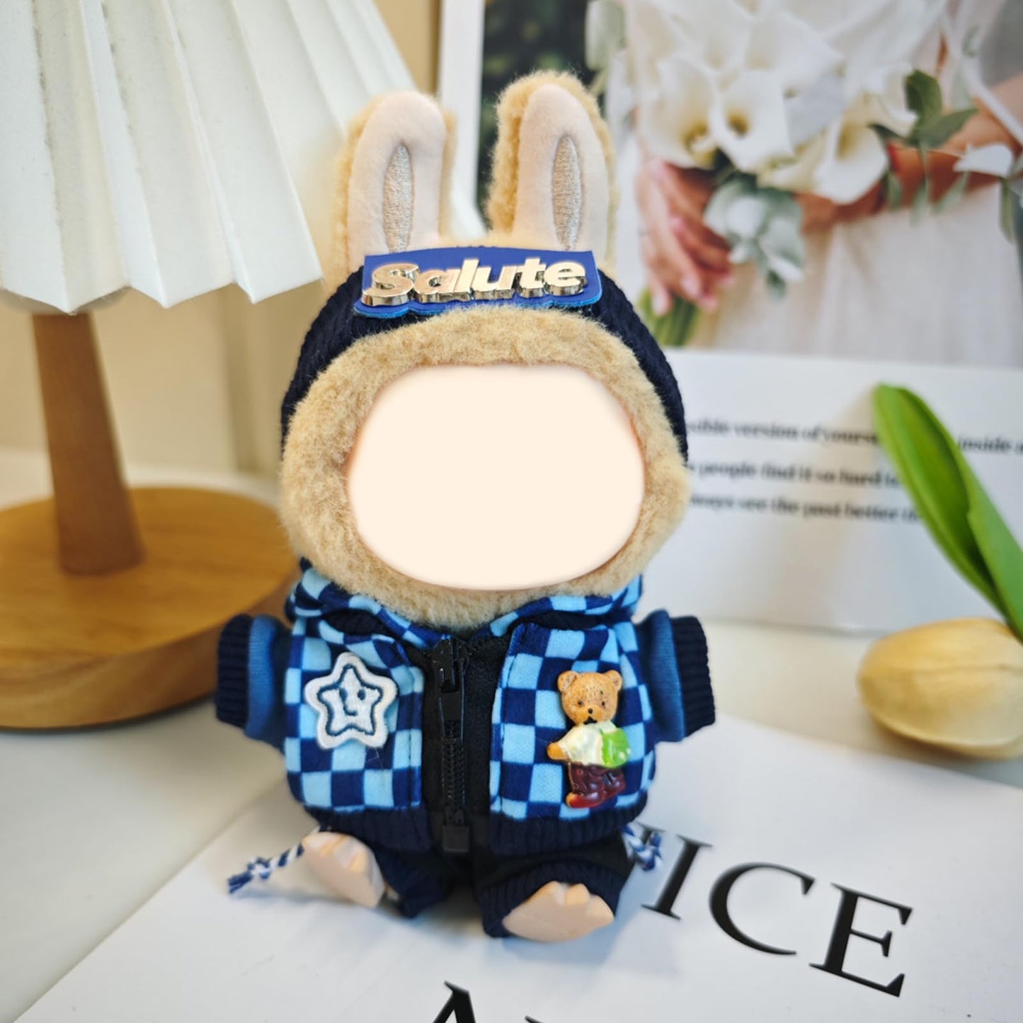 QIUTIMIY Clothes for Doll 17cm Doll Clothes 4-Piece-Blue-Set Doll Clothes enhanced Doll Outfit with Accessories-Headband+Jacket+Sweatshirt+Sweatpants(NO Doll Included)