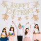 Happy Birthday Balloons Banner, Cream Happy Birthday Foil Balloons 16 Inch Mylar Foil Letter Balloons With 8 Pcs Cream Caramel B