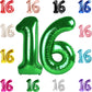16 Balloon Number, Green Number 16Th Birthday Balloons 40 Inch, Sweet 16 Years Old Green Birthday Decorations For Boys Girls, 16