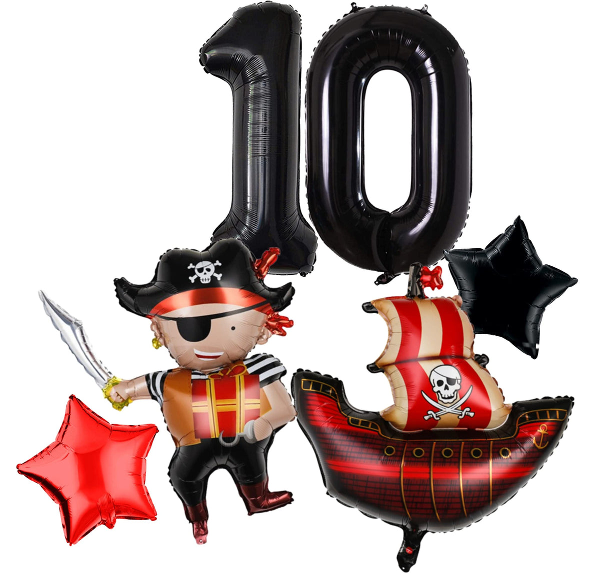 Atpata Funky Pirate Captain Ship Theme Foil Balloons for Baby Showers and Birthday Celebrations | Giant Pirate Balloons for Kids
