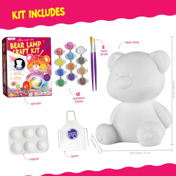 Laoese Paint Your Own Bear Lamp Kit, Art Supplies Arts & Crafts Kit, Painting Kit For Kids 6-12, Arts And Crafts For Kids Ages 8