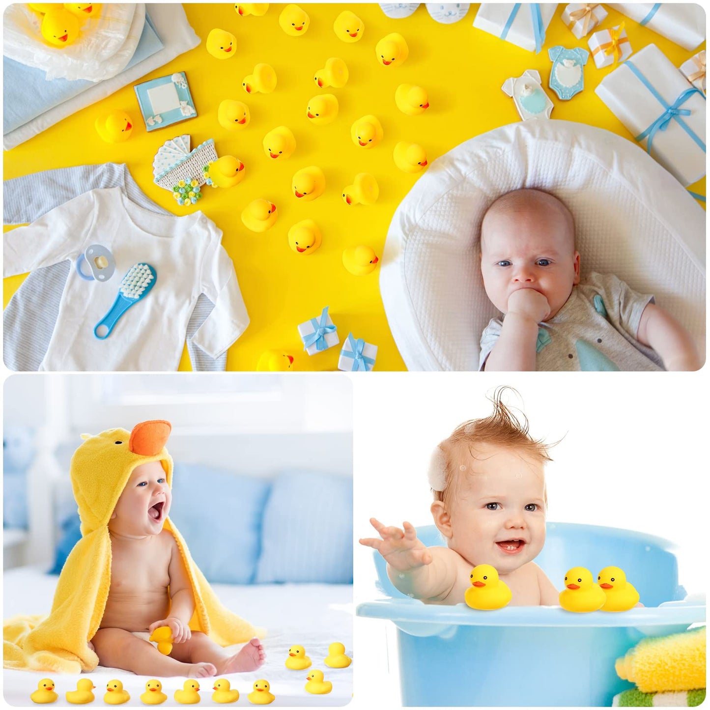Zhanmai 300 Pcs Rubber Duck Bath Toys, Mini Float Squeak Ducks Bulk For Tiny Baby Shower Preschool Bathtub Toy Pool Party Supplies Birthday, Yellow(1.57 X 1.77 X 1.77 Inch)