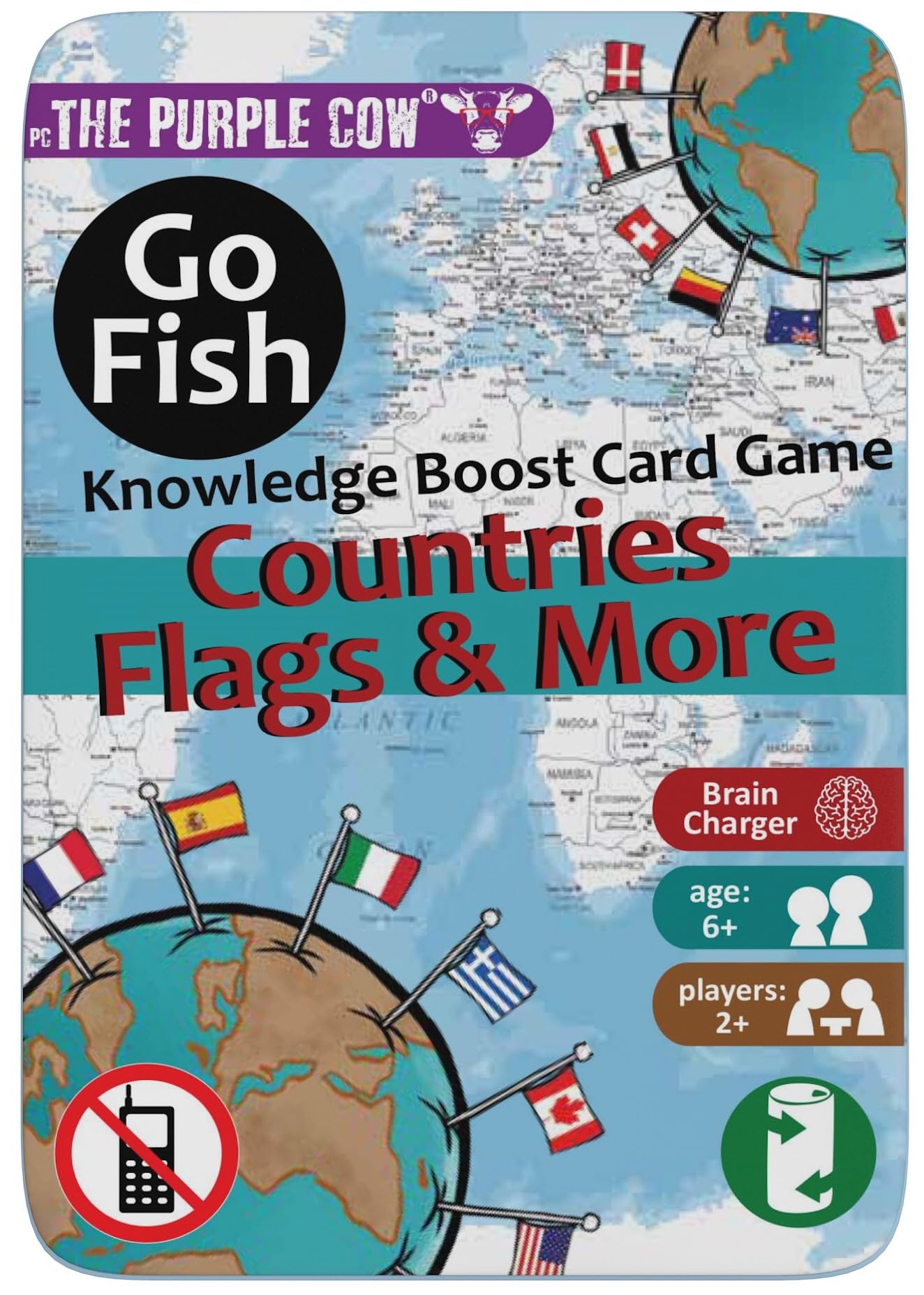 The Purple Cow Go Fish! Classic Card Game - Pioneers & Explorers - General Knowledge Boost for Kids Ages 6+ - Model 026511