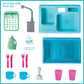 The Bubble Factory SPLASHFUN Wash-up Kitchen Sink Play Set, Color Changing Play Cups & Accessories, Running Water Pretend Play,