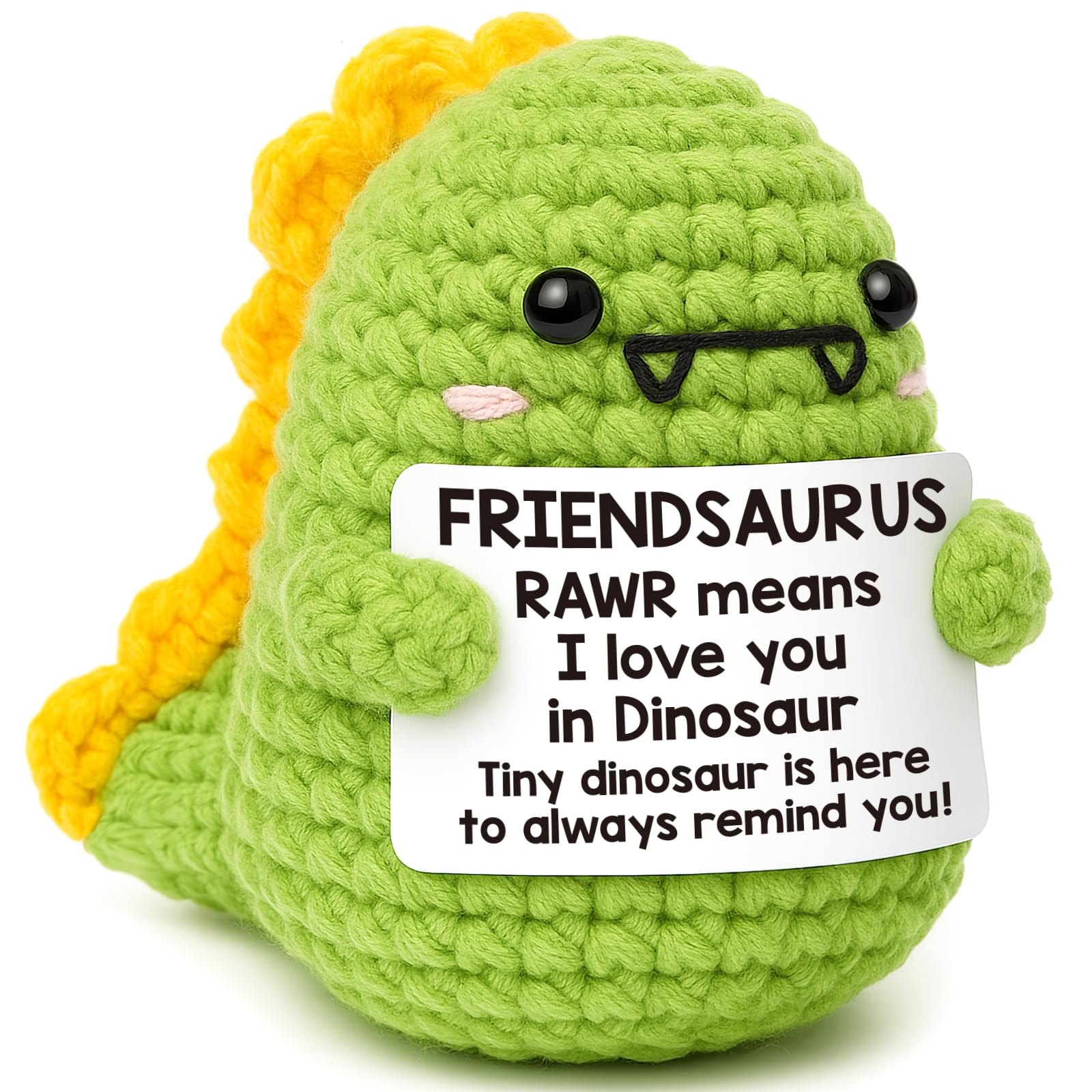 OCCdesign Mini for Women Christmas Birthday I Love You Friendsaurus Handmade Positive Crochet Dinosaur for Friendship Chrismas I
