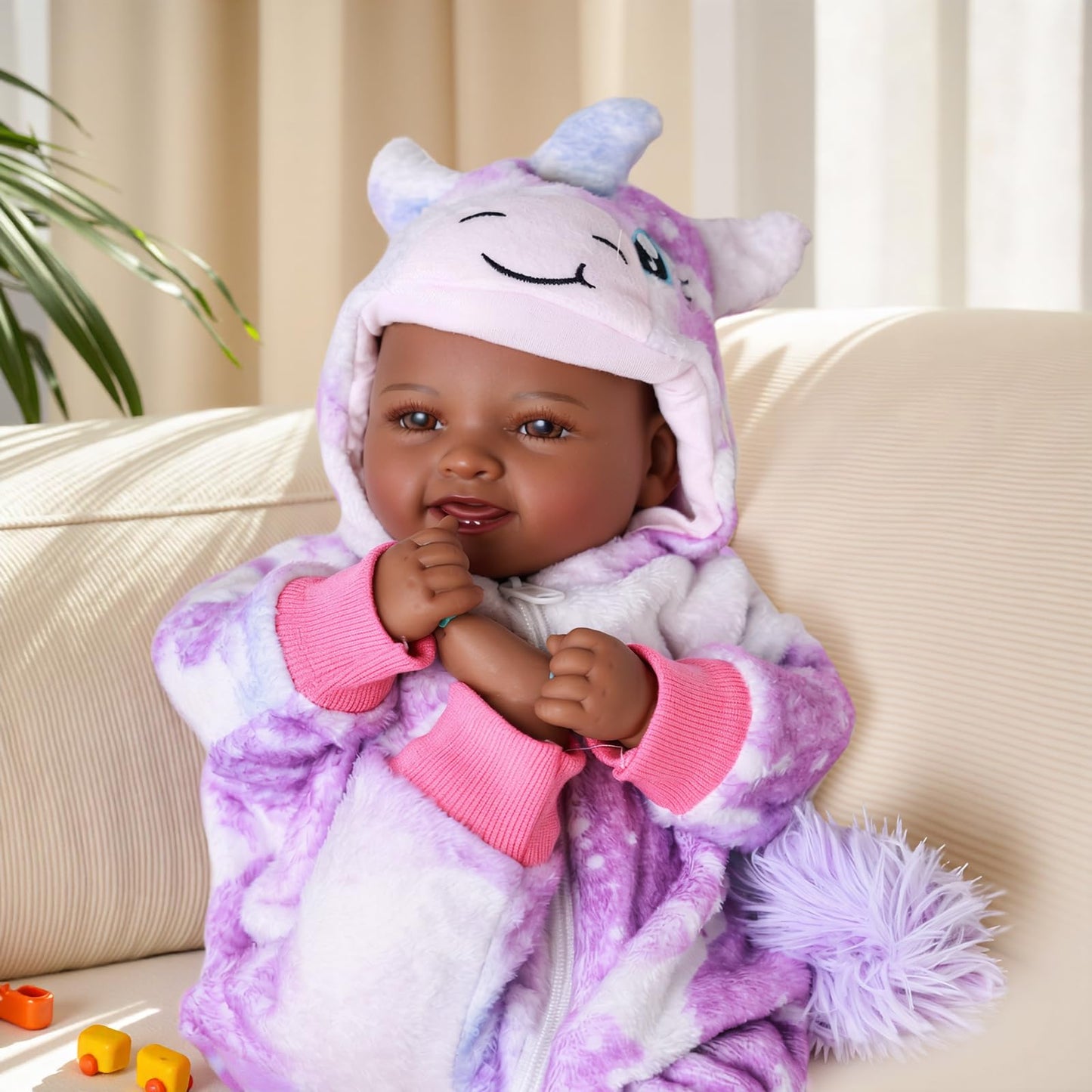 BABESIDE Value 5-Piece Black Baby Doll Set - Includes 17-Inch Lifelike Doll  Clothing  Birth Certificate  Bottle and Magnetic Pacifier  Soft Body Realistic Newborn Gift for Kids Age 3+