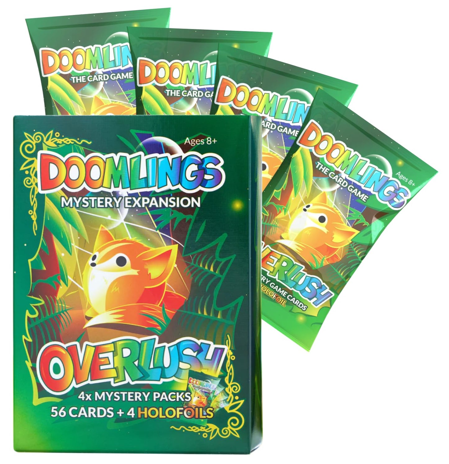 Doomlings Overlush - Mystery Expansion Card Game - 4-Pack (60 Total Cards Included)