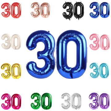 30 Balloon Number, Metallic Blue Number 30Th Birthday Balloons 40 Inch, 30 Years Old Metallic Blue Birthday Decorations For Men
