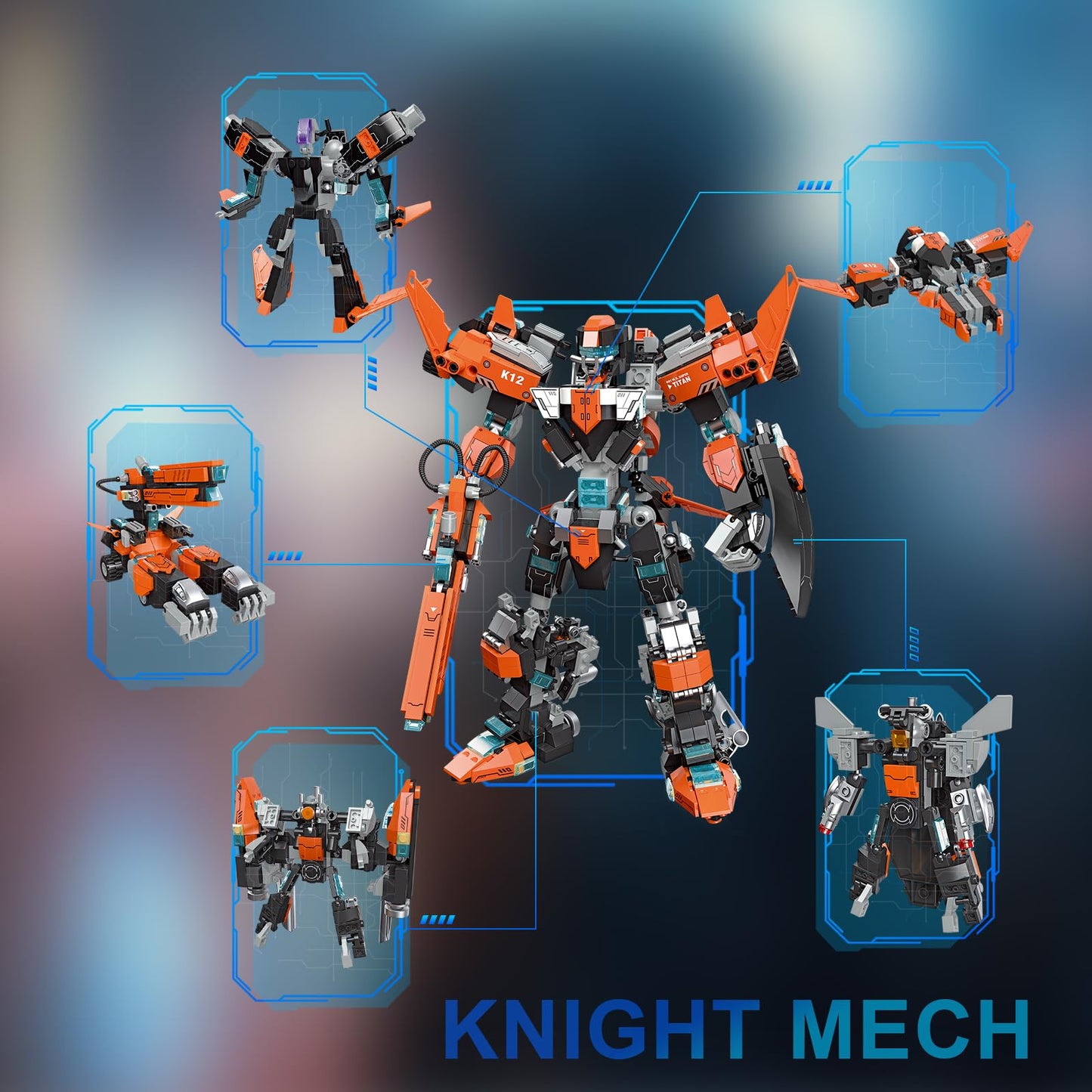 Qwljyfv Mech Robot Transforming Building Set For Adults,Hero Knight Model Building Kit,Creative Stem Robots Toy Gift For Kids Bo