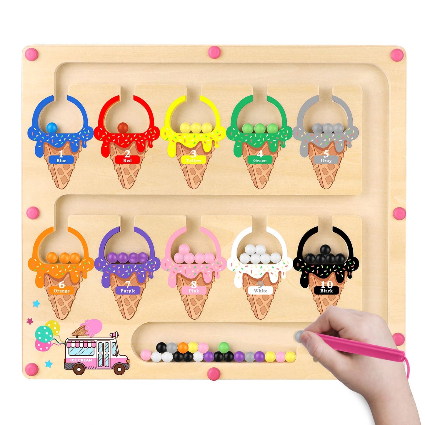 Montessori Magnetic Color And Number Maze Toy For Toddler Girls, Fine Motor Skills Board, Learning And Educational Birthday Gift