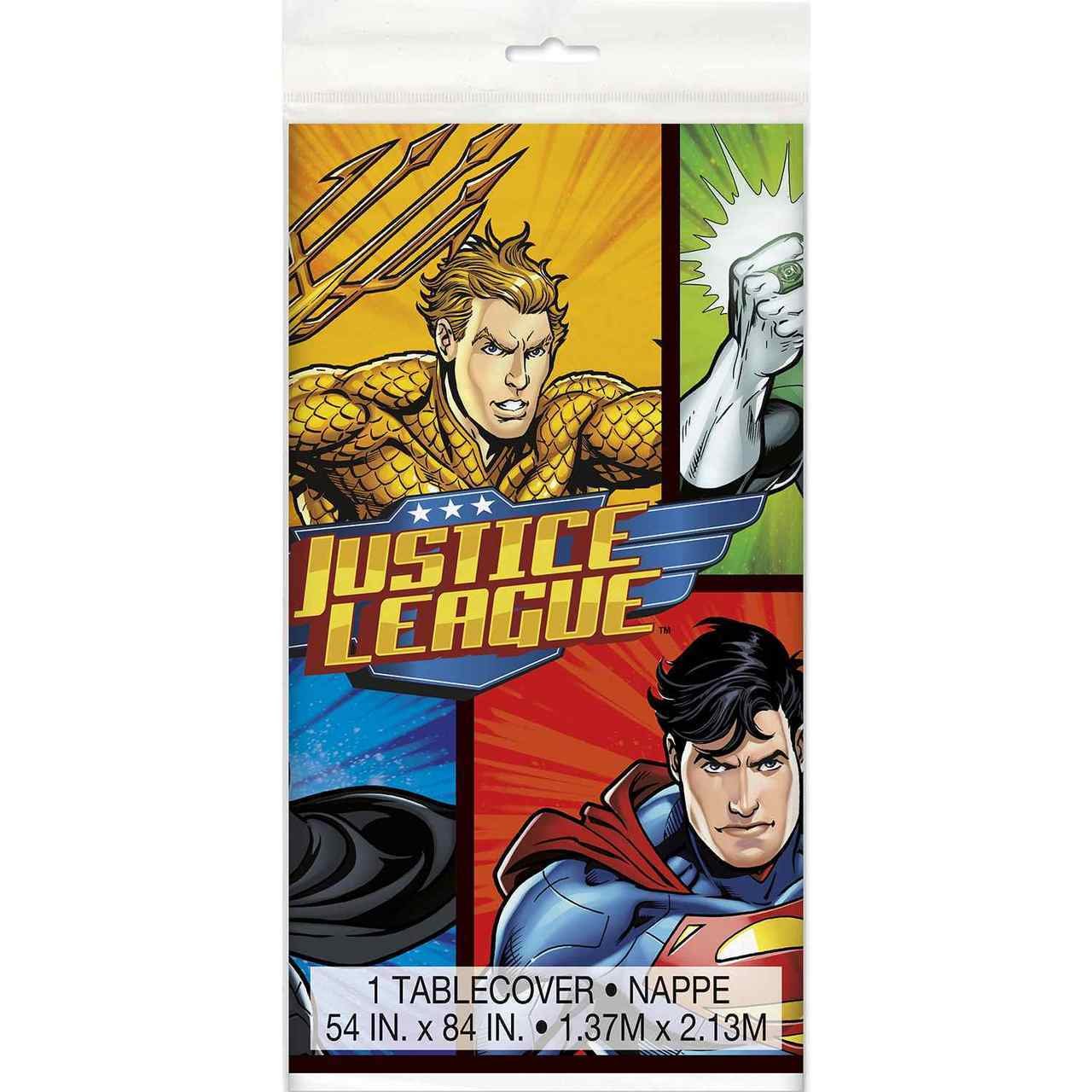 Unique Justice League Rectangular Plastic Table Cover - 54' X 84', 1 Pc, Multi Color