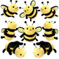 Sratte 8 Pcs 4.72 Inches Stuffed Bees Plush Soft Small Bee Stuffed Animal Honeybee Plush Keychains Realistic Cartoon Toys Adorab