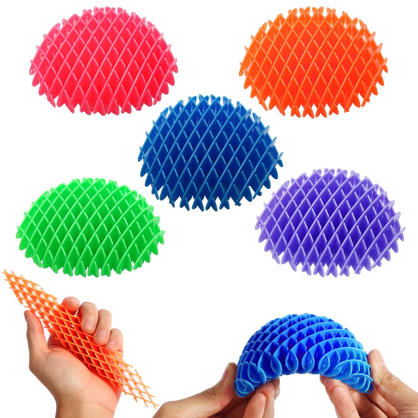 AHHSOY 5 Pack Mini Fidget Worms - Multi-colored Plastic Sensory Toys for Kids & Adults, Small Stress Relief Party Favors
