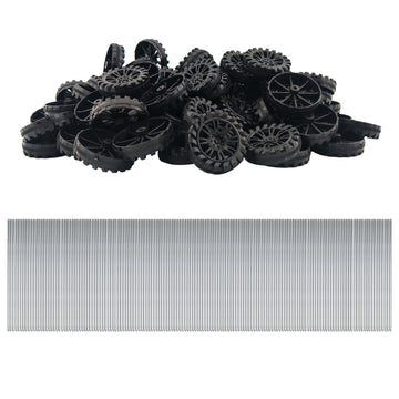 Eudax 300 Pcs 30Mmx8Mm Plastic Roll 2Mm Dia Shaft Toys Wheel And 2Mmx100Mm Stem Shaft Round Rod Axles For Diy Toy Rc Car Truck Boat Helicopter Model Part Building Projects (Black)
