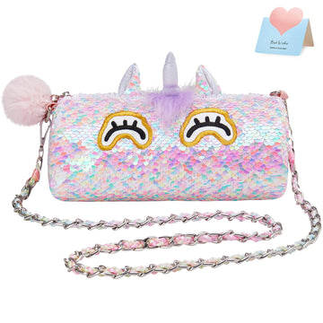 Cozyworld Unicorn Purse Flip Sequin Fashion Handbags For Girls Kids Plush Animal Shaped Purse, Easter Basket Stuffer Gifts Ages