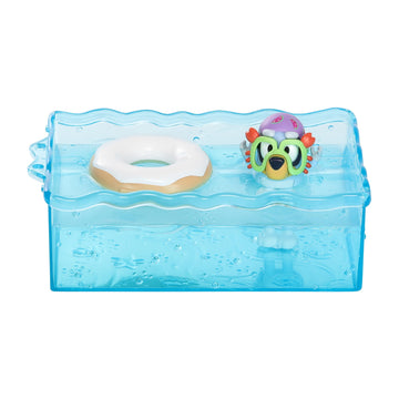 Bluey Beach Cabin Playset, With Exclusive Figure With Goggles. Includes 10 Play Pieces And Sticker Sheet
