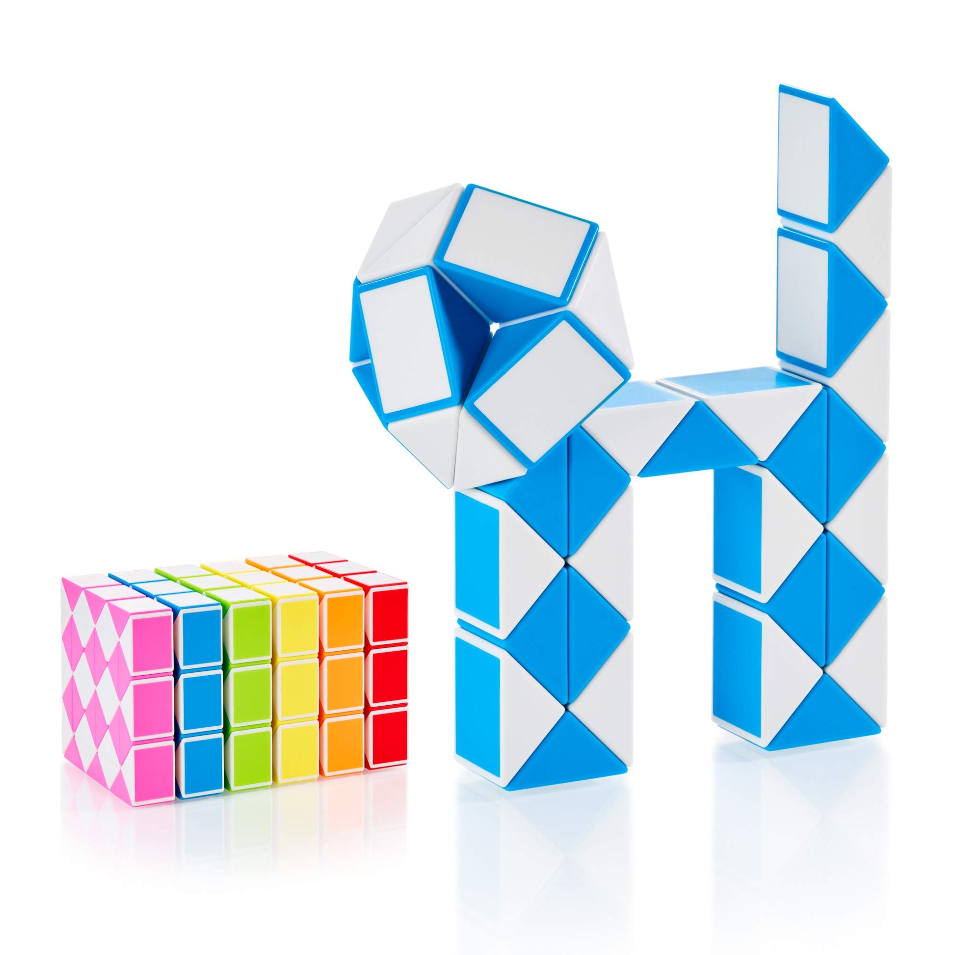 Cubidi® Magic Snake Cube | Fidget Snake Toy For Kids | Travel Toys For Kids Ages 4-8 | Great Gift For Boys And Girls Birthday, Christmas, Stocking Stuffers - 36 Blocks | 0.9 Inch X 0.7 Inch | Blue