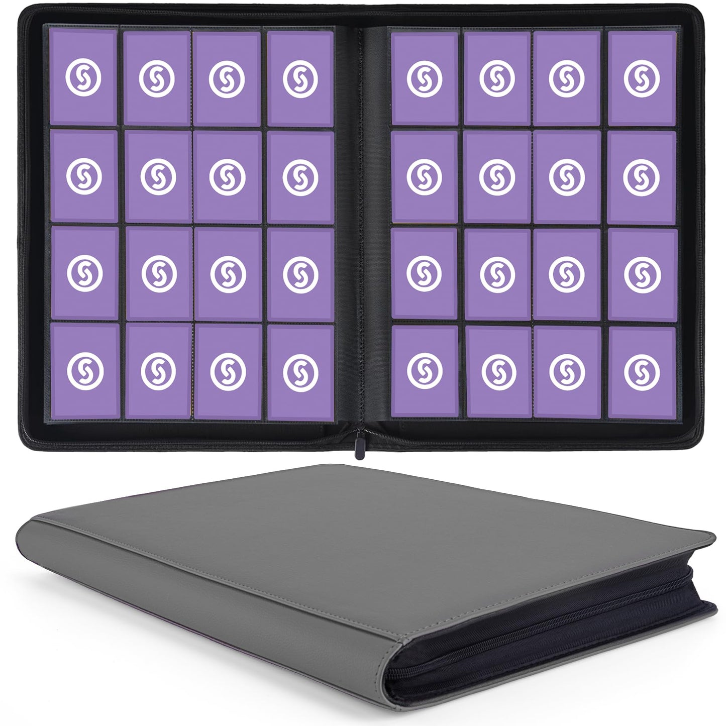 1000+ Pockets Trading Card Binder  enhanced 16 Pocket Card Binder  Ringless Side Loading Collection Album Holder Folders for MTG  TCG  Game Cards & Sports Cards (Grey)