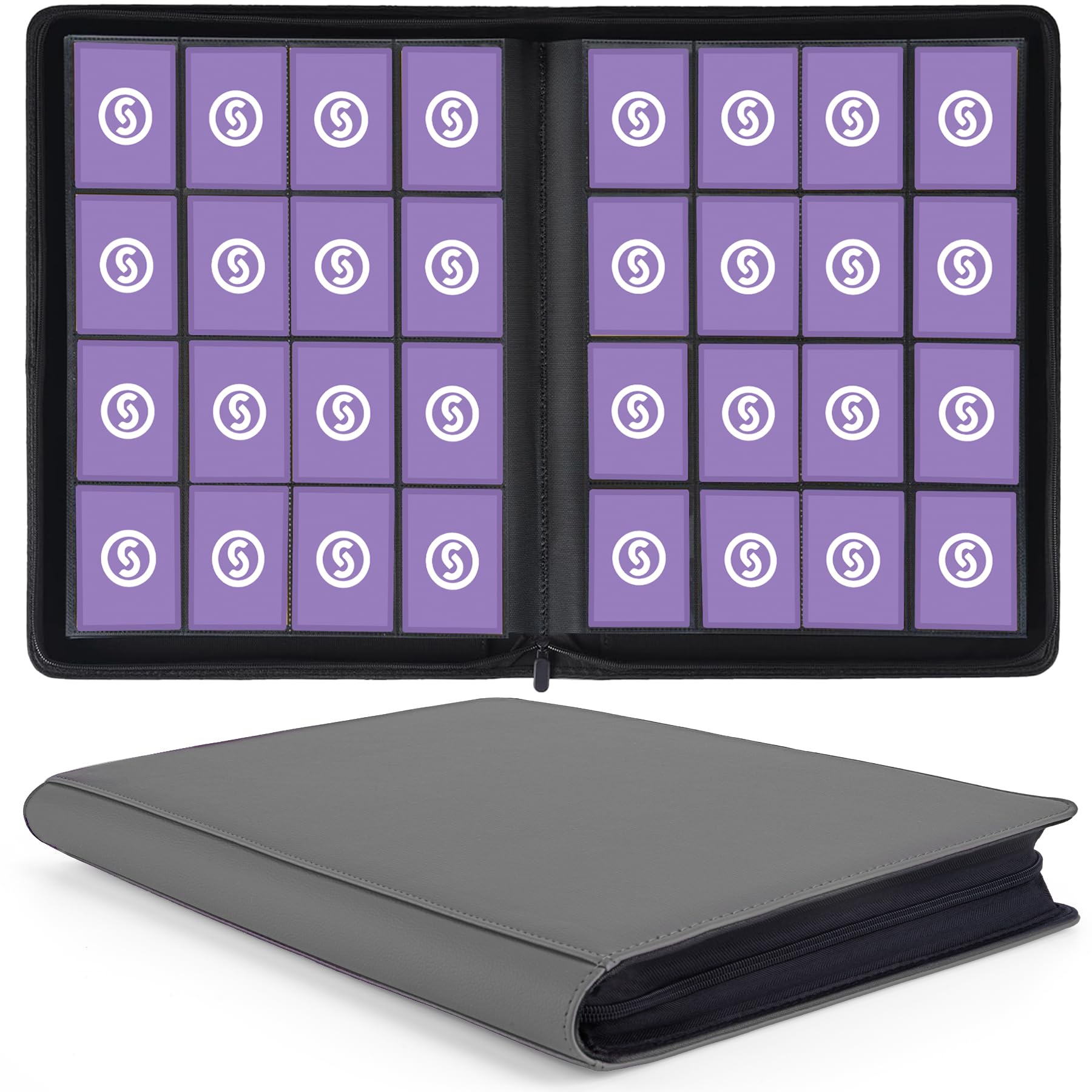 1000+ Pockets Trading Card Binder  enhanced 16 Pocket Card Binder  Ringless Side Loading Collection Album Holder Folders for MTG  TCG  Game Cards & Sports Cards (Grey)