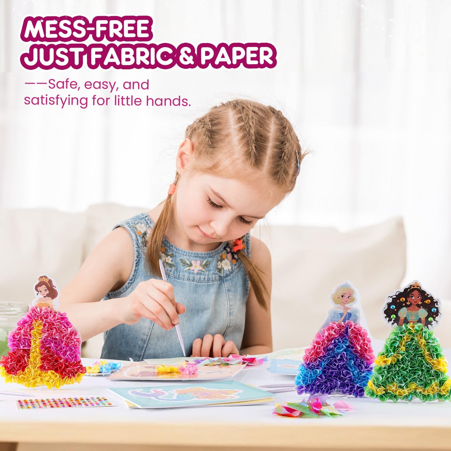 JMMICO Poke in Pro Art Kits for Girls, Poke Art for Kids Ages 4-8, 10 PCS Princesses & 5 PCS Decors, No Mess DIY Princesses Craf
