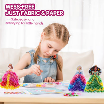 JMMICO Poke in Pro Art Kits for Girls, Poke Art for Kids Ages 4-8, 10 PCS Princesses & 5 PCS Decors, No Mess DIY Princesses Craf