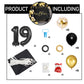 Happy 19Th Birthday Balloons Black Set Decor - Cheers To 19 Years Old Party Theme Garland Banner Backdrop Decorations For Women