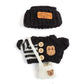 17cm Doll Clothes - Kawaii Chic Style Set for 17cm Dolls  Cute Doll Outfit with Accessories -Button Up Stripe Black Sweater + Black Hat + White Bag (Clothes Only)